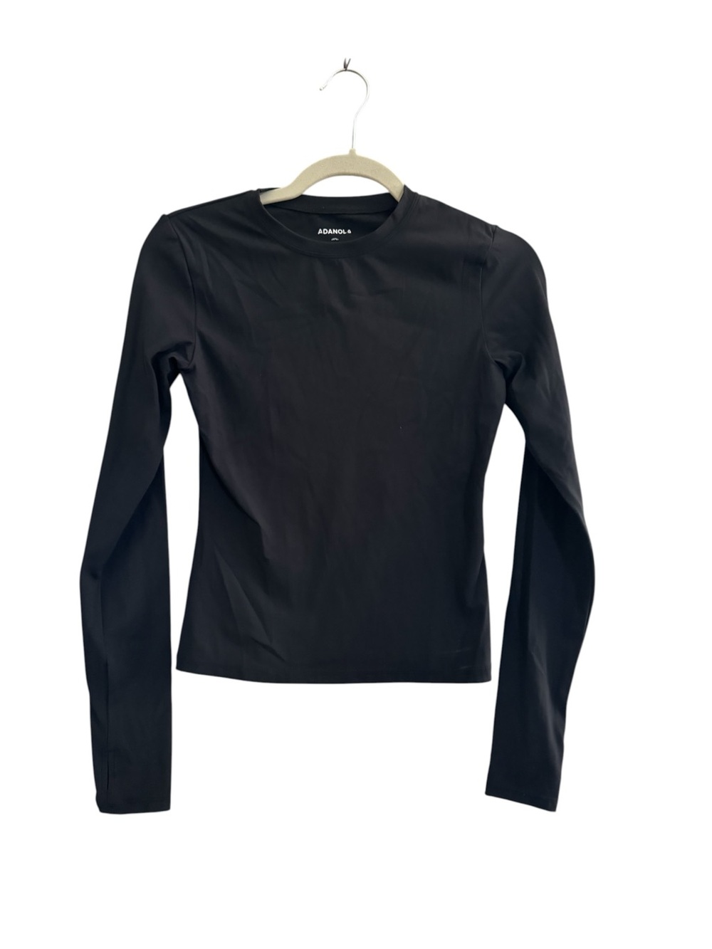 Adanola Ultimate Long Sleeve Black Athletic Top Fitted Stretch #NE264